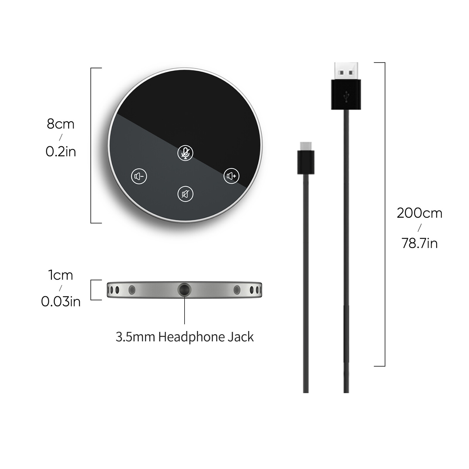 Aibecy Micro Loa Hội Nghị USB Để Bàn Tụ Điện Đa Hướng 360 ° Cắm & Phát Mic Máy Tính Để Bàn Có Loa Nút Cảm Biến Cảm Ứng, Chức Năng TẮT/Âm Lượng Tương Thích Với Windows Mac Cho PC Máy Tính Xách Tay Quay Video Hội Nghị Trò Chuyện Chơi Game