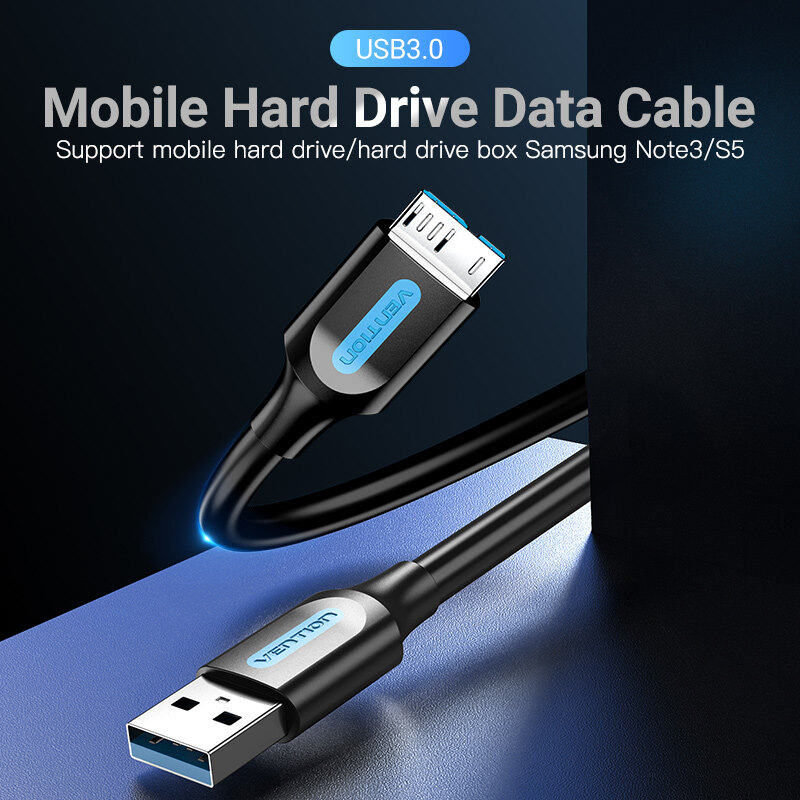 【COD】Vention Cáp Micro USB 3.0 Cáp USB 3.0 Micro B A Male sang Micro B Male cho samsung Note 3 S5 Seagate Toshiba Sony Lenovo WD WEST Cáp dữ liệu ổ cứng di động cho điện thoại di động