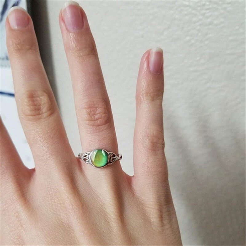 Vintage Retro Change Mood Ring Round Emotion Feeling Changeable Ring Temperature Control Color Rings For Men Women Female Mujer Anel