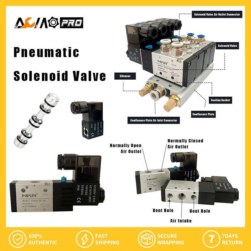AumoPro Pneumatic solenoid valve 4V21008 twoposition fiveway 24V