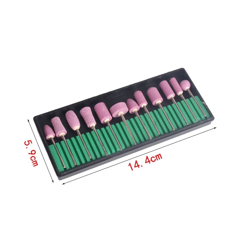 [Ready stock] KIRRUN 12Pcs Ceramic Nail Drill Bits, Stainless Steel Ceramic Electric Machine Drill Bits File Nail Art Polishing Grinding Head Manicure Pedicure Tools Set