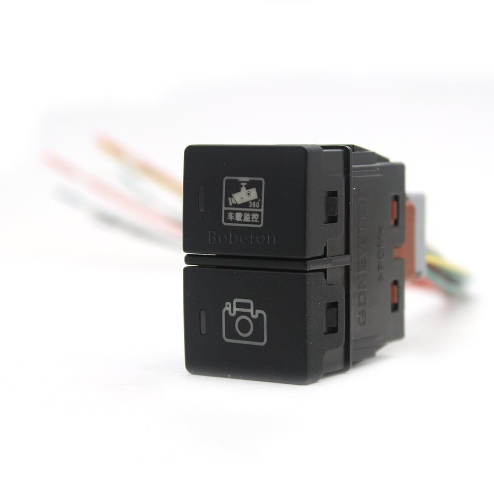 1PC Dual Green LED Light Car Dual Switch 360 Vehicle Monitoring Switch Camera Button Retrofited Switch with Wire for Honda