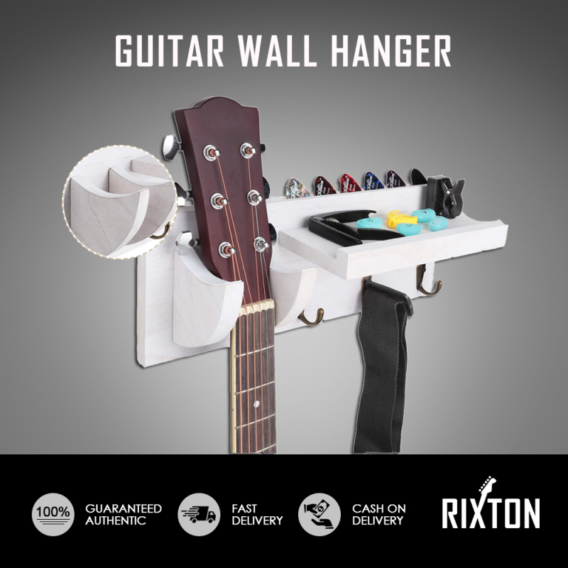 Rixton Guitar Wall Hanger Guitar Holder Wall Mount Bracket Hanger Guitar Wood Hanging with Pick Holder and 3 Hooks Malaysia