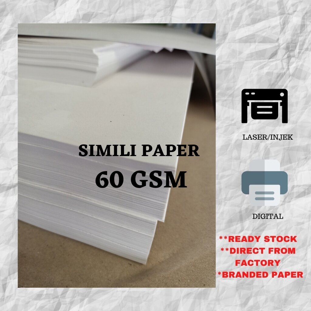 READY STOCK 60GSM SIMILI Paper (500 PCS) / KERTAS / PRINTING/ BOOK