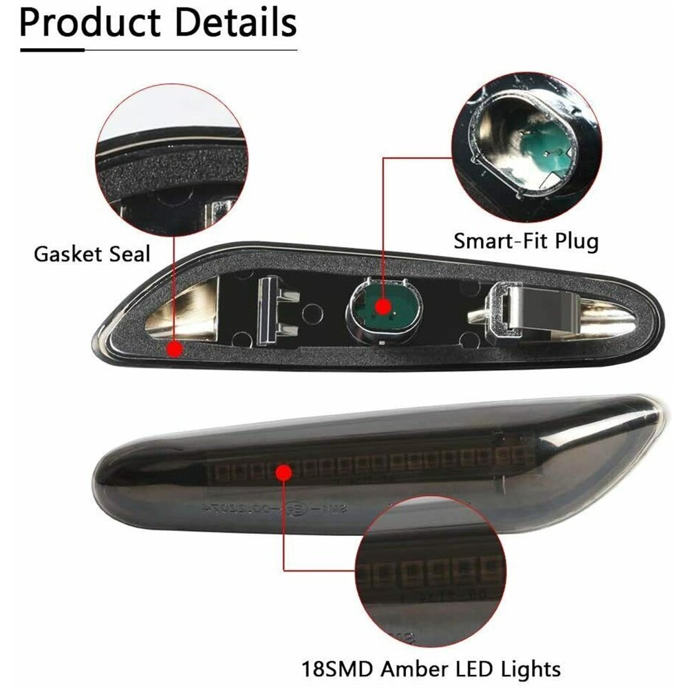 ZR Cho 2 Chiếc Đèn LED Bên Hông Xe Hơi BMW Đèn LED Đánh Dấu Bên Động Khói Cho BMW E90 E60 E82 E46 E88 E92 E91 E93