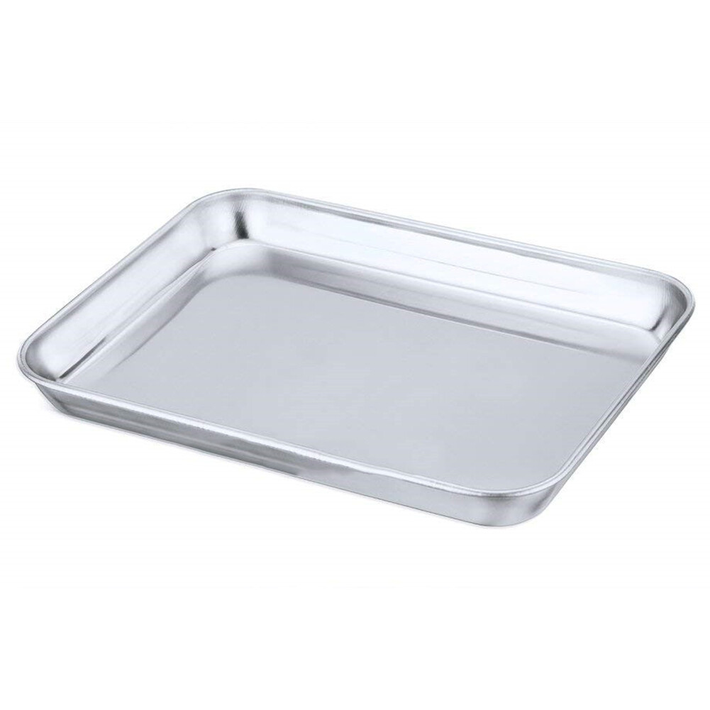 JAREDQ Stainless Steel Rectangular Shape Grill Cookie Baking Bread Cakes Oven Pan Non-stick Tray Plate Oil Control Tray With Grid Rack Kitchen Gadget