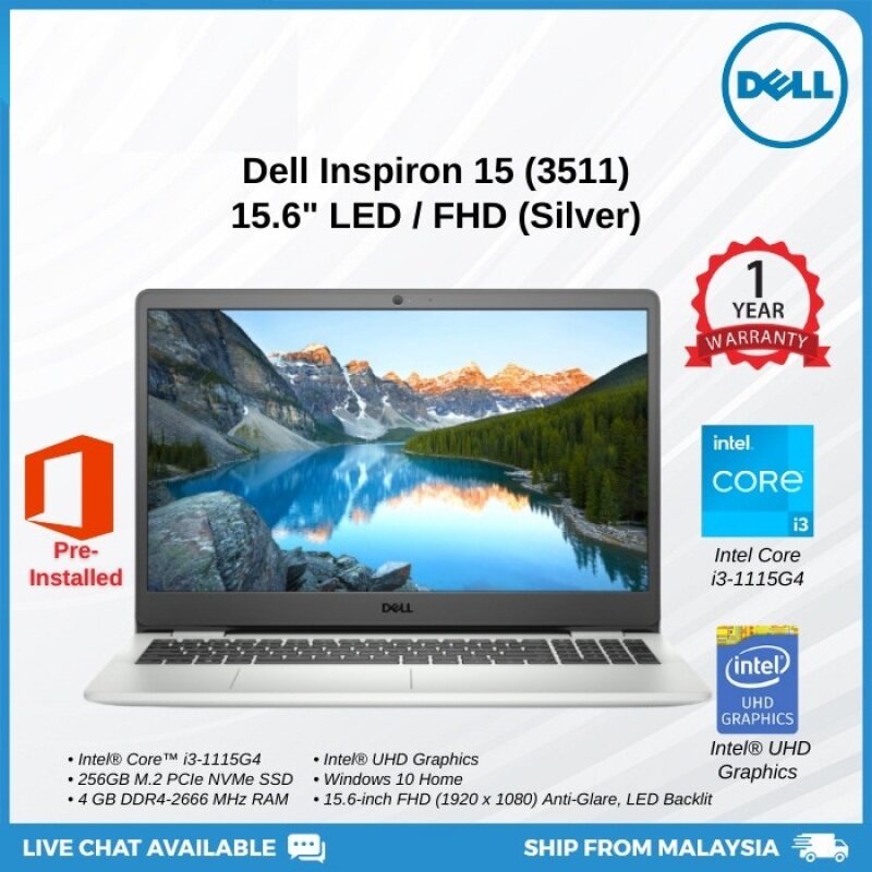 New DELL Inspiron 15-3511 HN13511401MY 15.6 Laptop (i3-1115G4 , 4GB , 256GB SSD ,INTEL UHD , WIN10 & OPI , 1YW) Malaysia