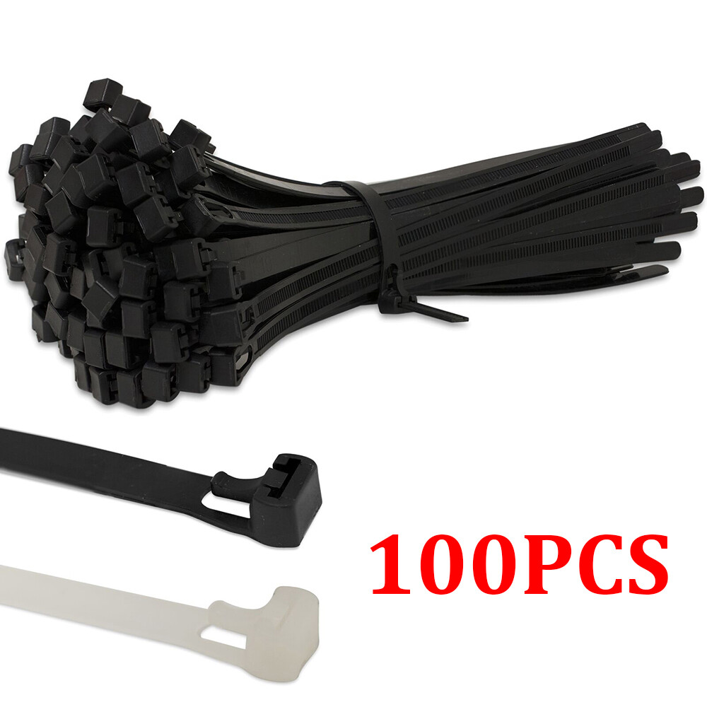 100Pcs Strong Cord Organizer Releasable Self-locking Wire Binding Cable Tie Wrap Strap Zip Ties