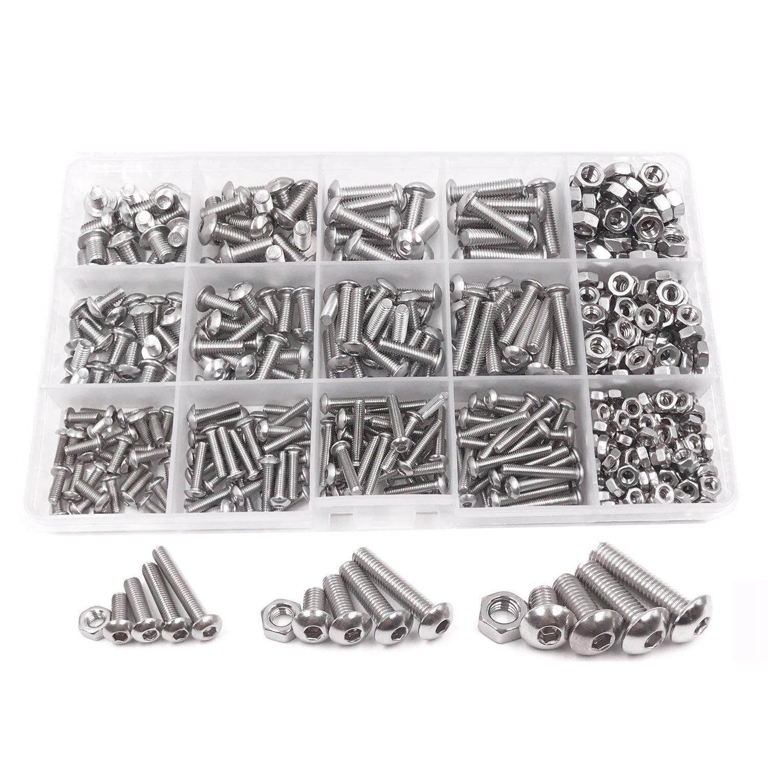 MroMax 20PCS Hex Metal Nut M3 Stainless Steel Female Thread Hex Head Lock Nut Metric Hex Nut Rust Resistance for Both Indoor and Outdoor Silver Tone