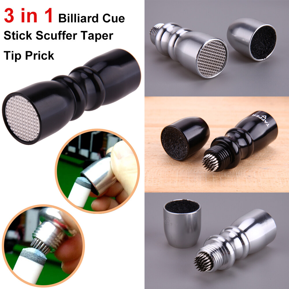 Billiard Tool 3 In 1 Cue Stick Scuffer Taper Tip Prick Cone Shape Pool Billiard Tool 3 In 1 Cue Stick Scuffer Taper Tip Prick Cone Shape Pool
