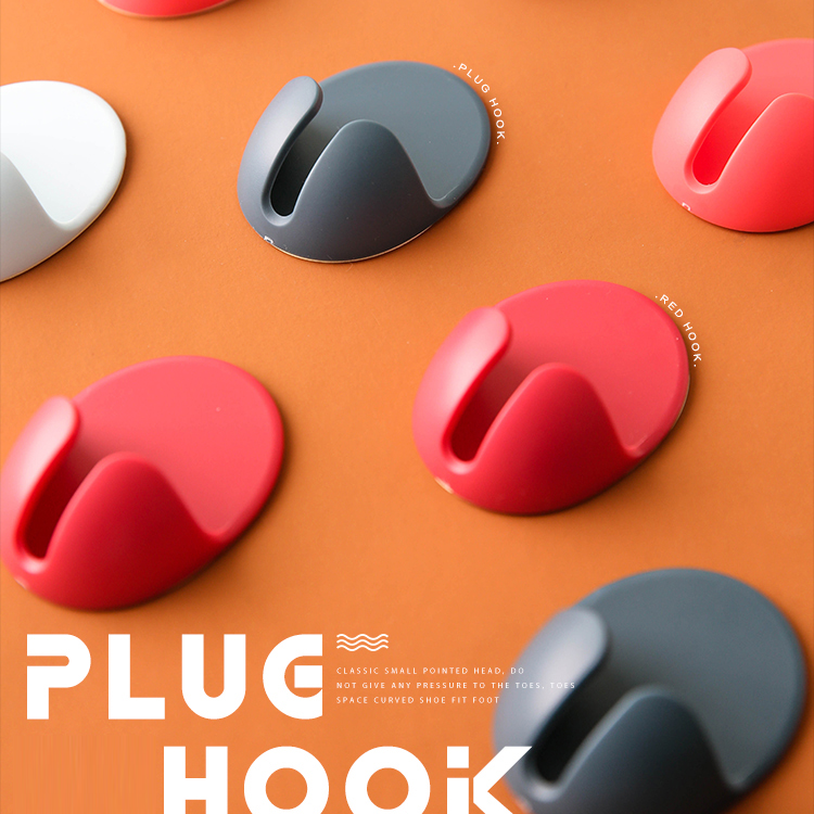 Vision 2Pcs Power Plug Hook Kitchen Seamless Strong Adhesive Electrical Wire Plug Wall Storage Hook Power Plug Socket Holder Wall Adhesive Hanger Home Office