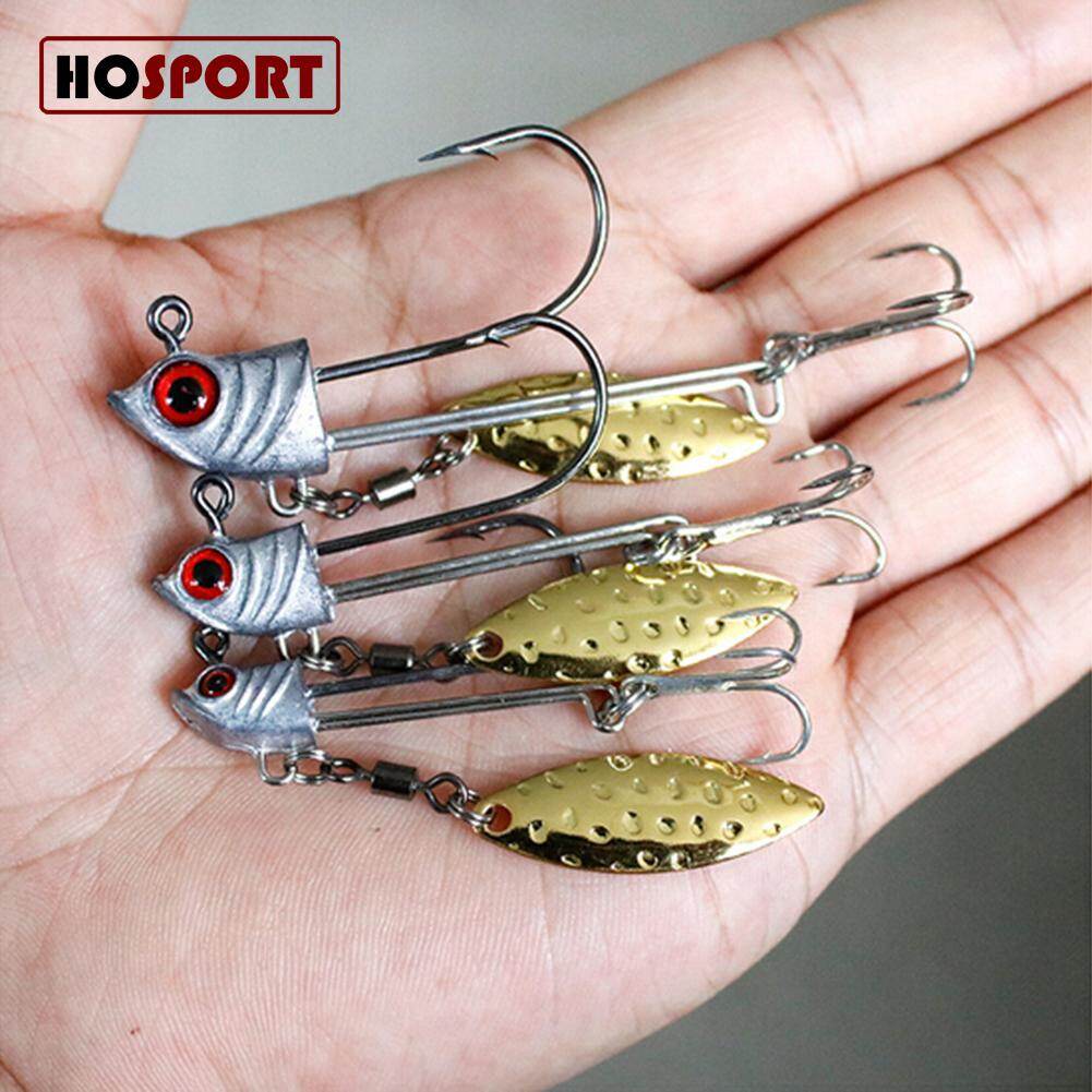 [HOSPORT] 3D Eyes Jig Head with Spoon Artificial Bait Lead Jig Hook for Soft Worm Lure Fishing Tackle