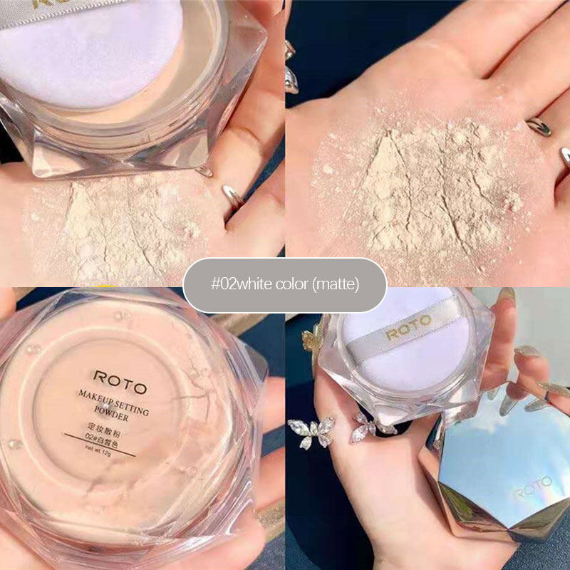 Eryabb 🌸100% Authentic🌸 ROTO Makeup Setting Powder 5 Colors [Loose Powder]，Makeup setting powder oil control long-lasting, waterproof and sweat-proof Loose Powder Waterproof Smooth Soft-velvet Blurring Face Powder