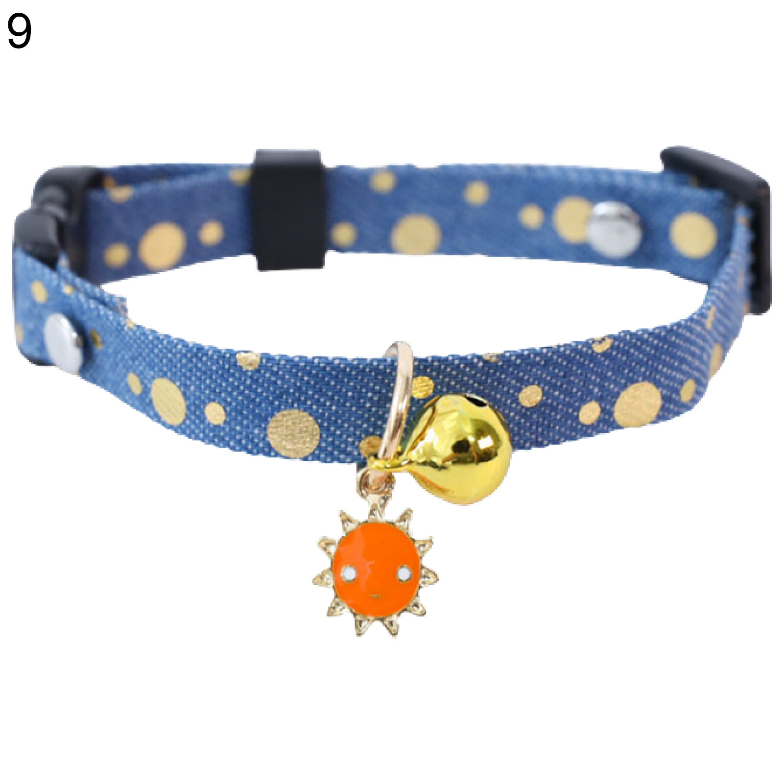 huanhuang® Dog Necklace Adjustable Comfortable Polyester Blue Loving Shape Teddy Collar with Bells for Puppy