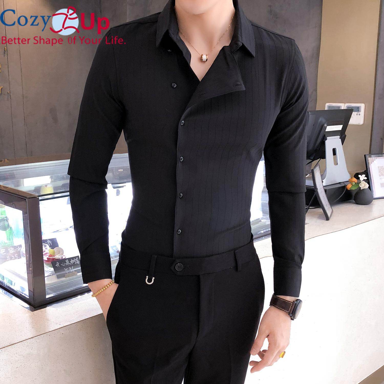 Cozy Up Solid Color Shirt Dress Brand New Slim Fit Men Shirt Solid Long Sleeve Shirts Men Camisa Masculina Tuxedo