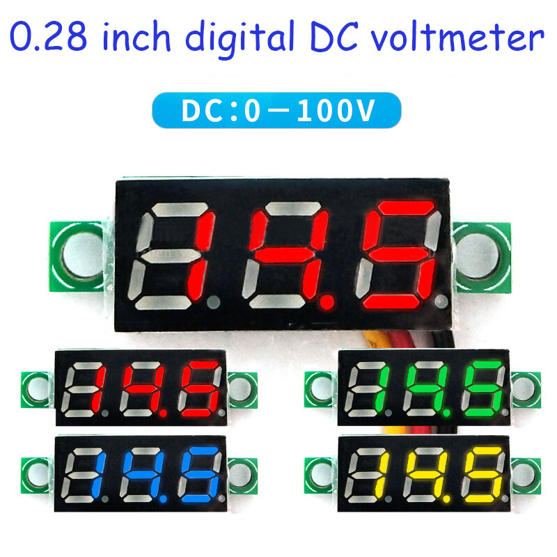 1PCS Voltmeter Voltmeter LED Display Digital Panel Voltmeter Detector Monitoring Tool DC 0-100V 0.28-inch Line Miniature Voltmeter