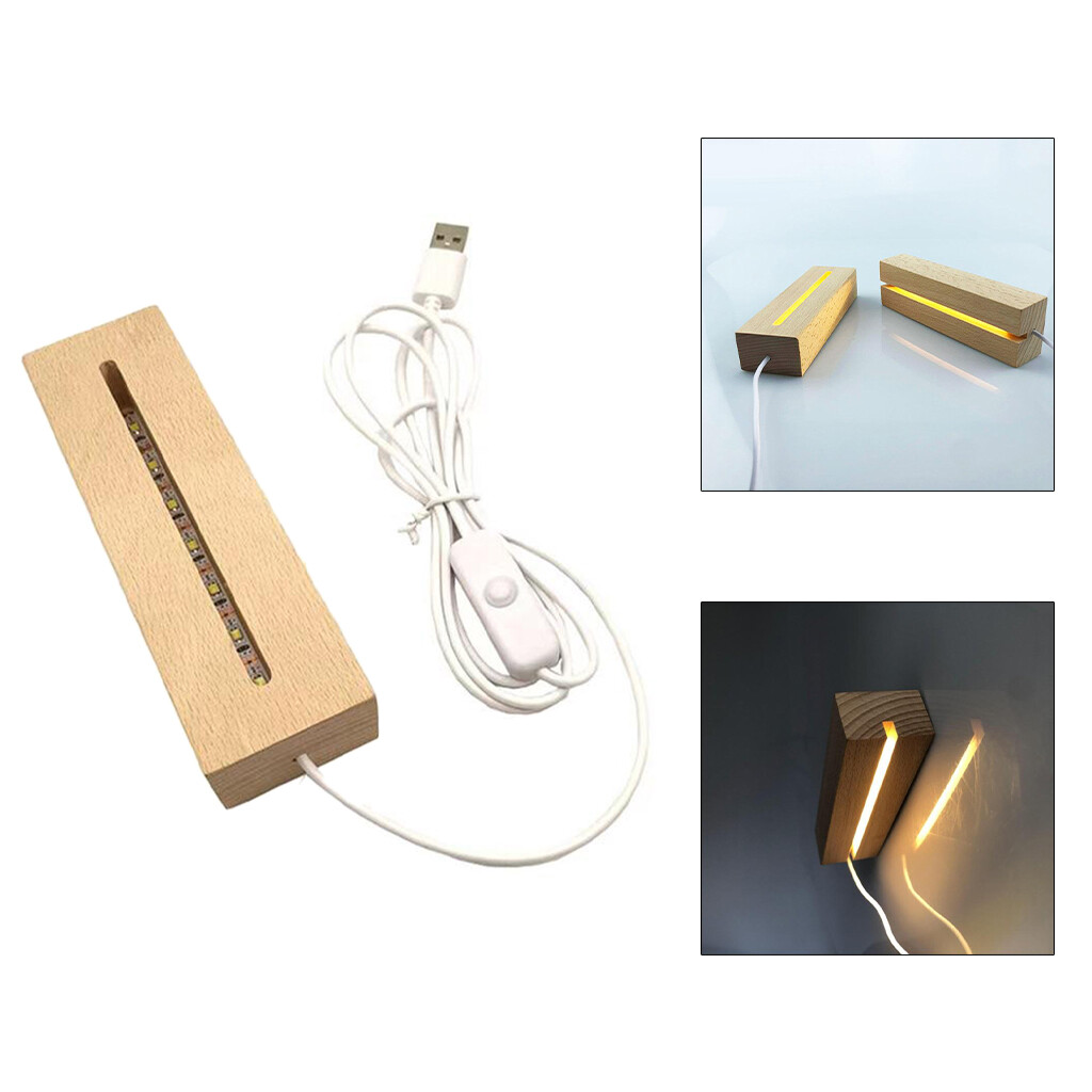 Serbery LED Display Lights Wooden Lighted Base Stand for Crystal
