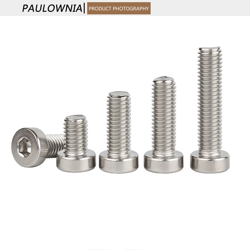 M3 M4 M5 M6 M8 M10 Stainless Steel 304 Hex Hexagon Socket Thin Head Bolt Screws Bolts Solid Fasteners Length 4mm-60mm Millimeters