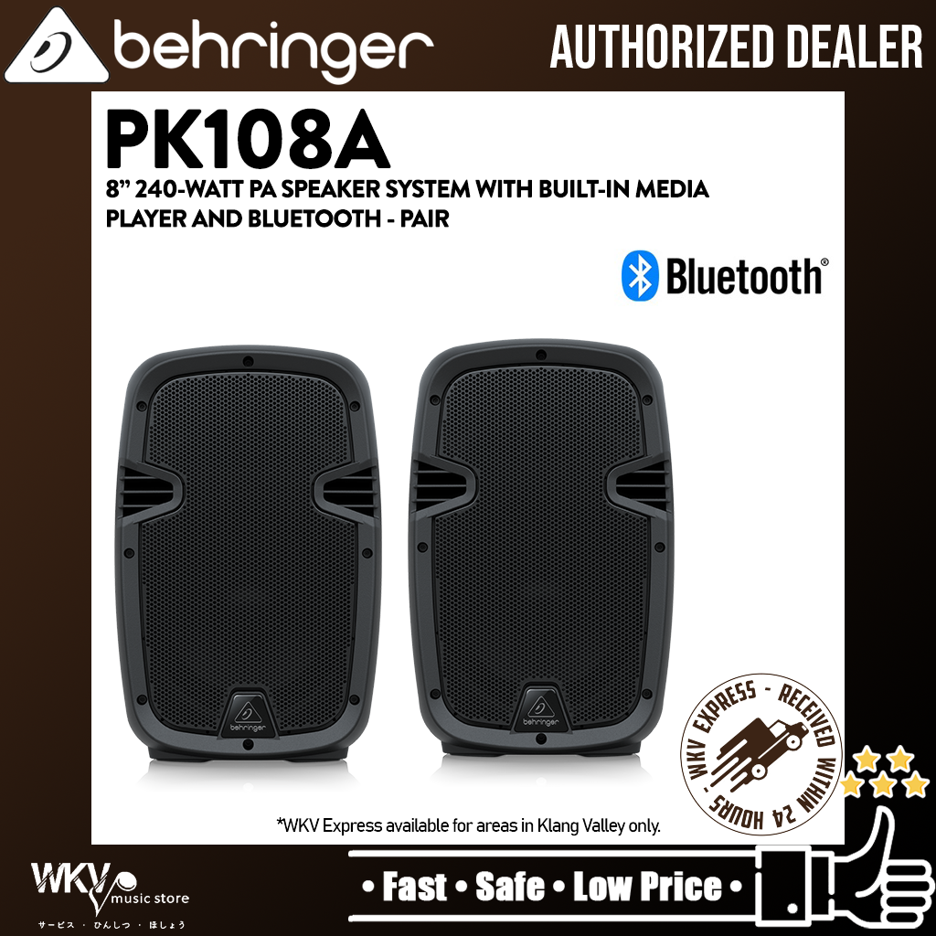 Behringer PK108A Active 250W 8" PA Speaker System with Bluetooth Pair