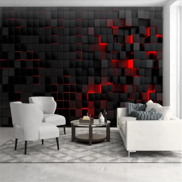 red living room wallpaper