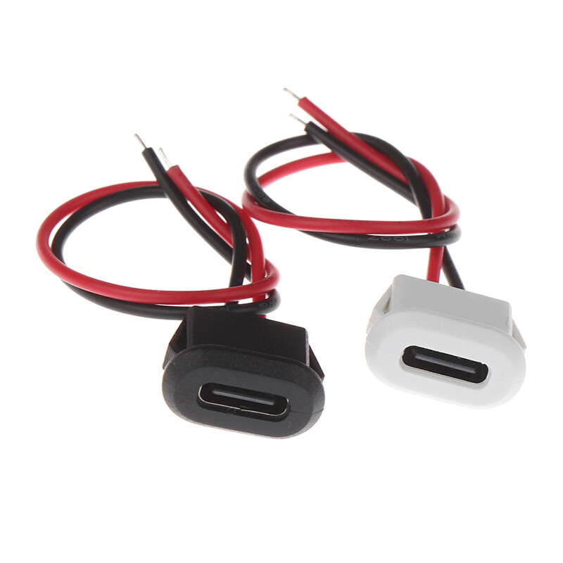 Ministar 2Pin USB-C TypeC Waterproof USB Connector Direct Compression Female Base Female Socket Charging Interface With Welding Wire Waterproof Socket