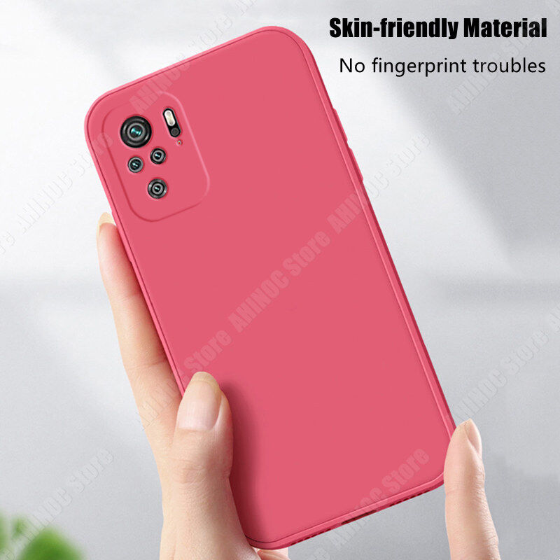 For Xiaomi Redmi Note 10 Note 10S Phone Case Straight Edge Liquid Silicone Casing Soft Shockproof Back Cover