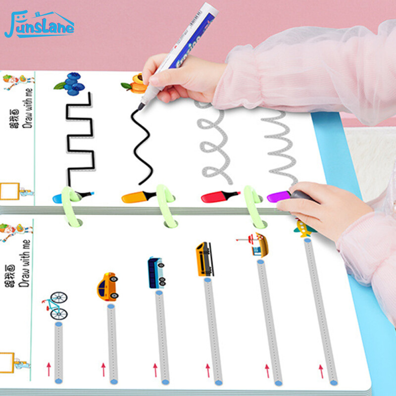 FunsLane Magic Practice Copybook For Kids Reusable Handwriting Practice Book Graffiti Coloring Book For Kindergarten Preschools