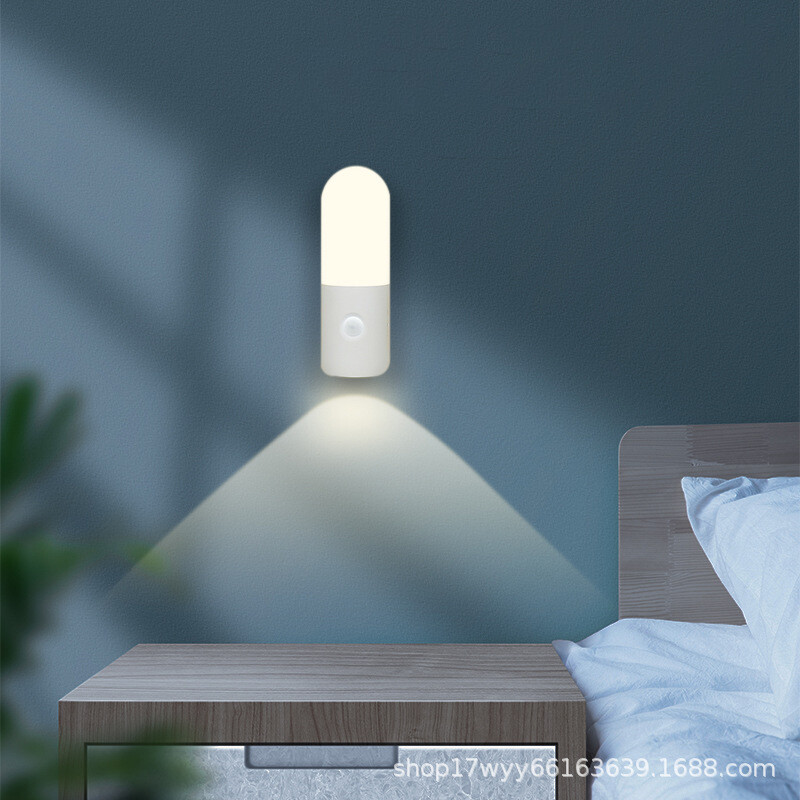 Intelligent human body sensor night light, bedroom aisle sensor spotlight, bedside wall light