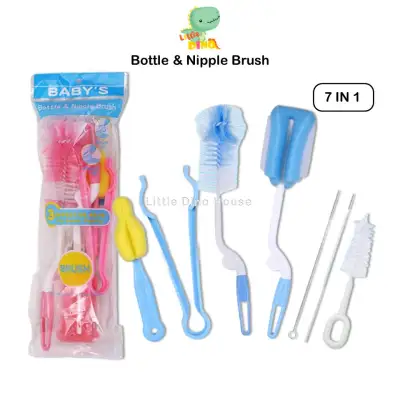 7pcs Baby Bottle Sponge Cleaning Tools Straw Brush Nipple Brush Milk Bottle Brush Set Alas berus cuci botol bayi
