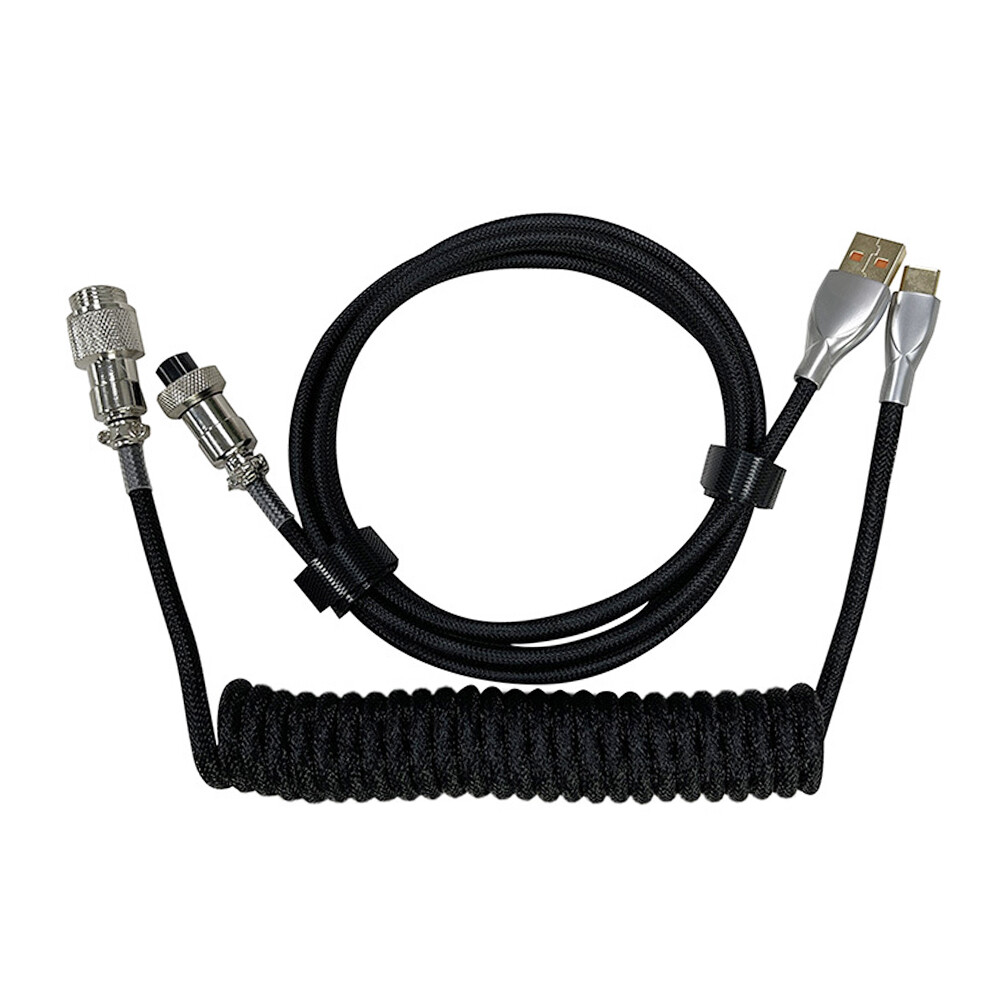 Mechanical Keyboard Aviator Cable Coiled Type-C USB Aviation Connector Spring Wire Desktop Computer Decoration Charging Cord Kit Accessory