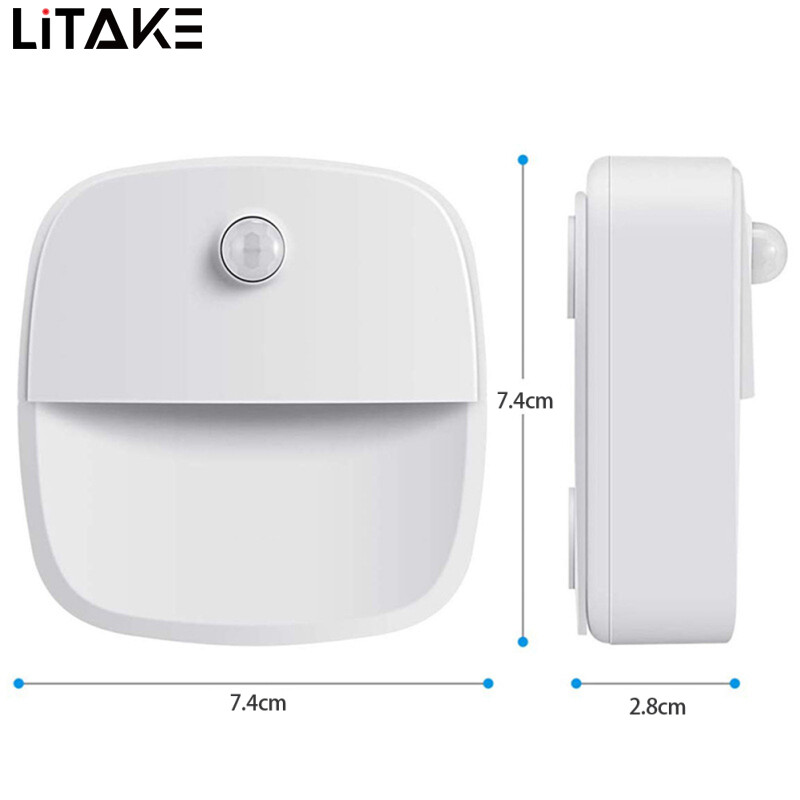 Led Smart Night Light Wall Lamp Energy Saving Pir Motion Sensor Kitchen Cabinet Light Bedroom Bedside Lamp