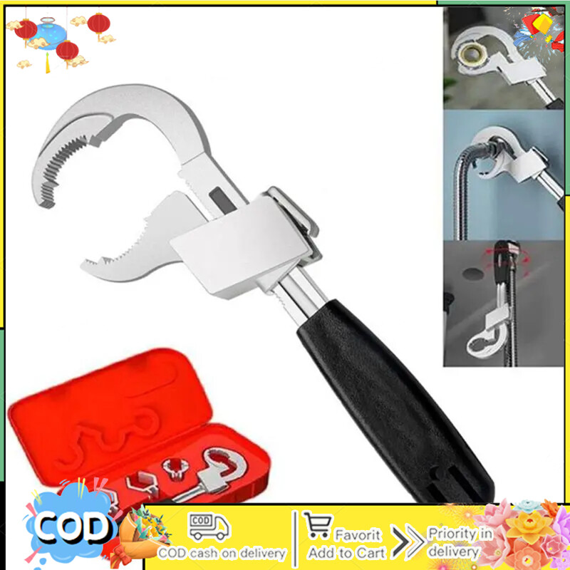 Universal Adjustable Wrench With 3 Chuck Multifunctional Double-ended Bath Wrench Bathroom Repair Hand Tool