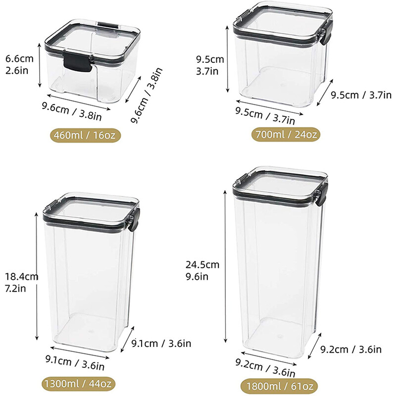 Hộp Đựng Tủ Lạnh Trong Suốt Konco Hộp Nhựa Đựng Thực Phẩm Gia Dụng Có Thể Xếp Chồng Lên Nhau Bể Chứa Gia Vị Ngũ Cốc Hộp Đựng Nhà Bếp Hộp Đựng Hạt Cà Phê, Nhà Bếp Tổ Chức