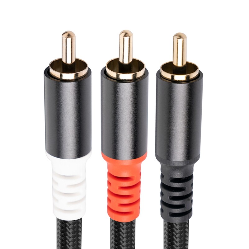 RCA Y Adapter Cable Subwoofer Y Cable 1X RCA to 2X RAC Audio Cable 1