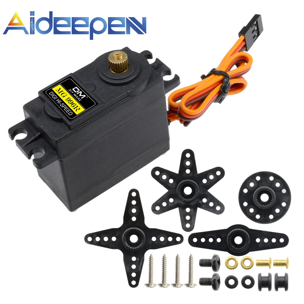 Original Aideepen MG996R Servo Motor Metal Gear Servo Motor Torque Digital Servo Motor High Speed Torque Servo Motor for Smart Car Robot Boat RC Helicopter Compatible Arduino Raspberry Pi Project