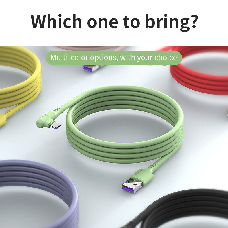 5A Cáp sạc USB 90 độ nhanh chóng sạc Micro USB Type C dây dữ liệu Silicone lỏng dòng cho Android/IOS/điện thoại USB bền ngày Cáp