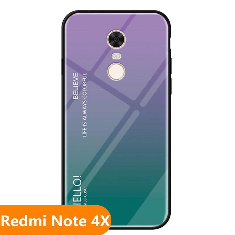 For "Xiaomi Redmi Note 4X" Gradient Tempered Glass Back Cover Protective Phone Case