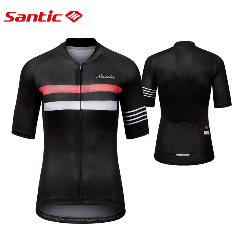 Santic Cycling Jersey Women Short Sleeve Road Bike Shirts Breathable Powerband Pockets WL1C02170