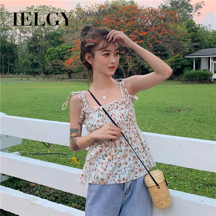 IELGY Korean version of the floral small camisole female summer wear sleeveless bottoming shirt top tide