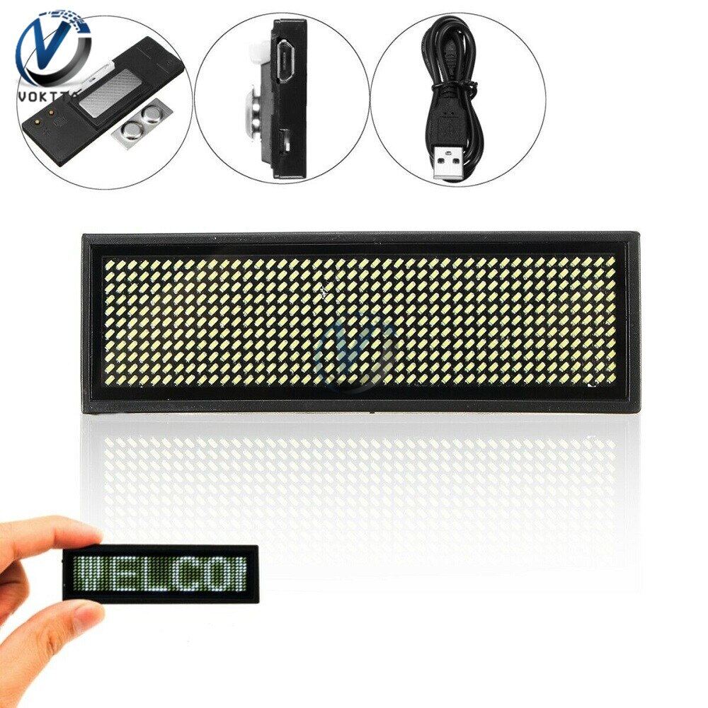 Huy Hiệu Tên Lập Trình Có Thể Sạc Lại Màn Hình Kỹ Thuật Số LED Mini VOKTTA Chính Hãng, 15 Ngôn Ngữ Hiển Thị Mô Đun Huy Hiệu Bảng Hiệu Gắn Thẻ Led Cuộn Bền