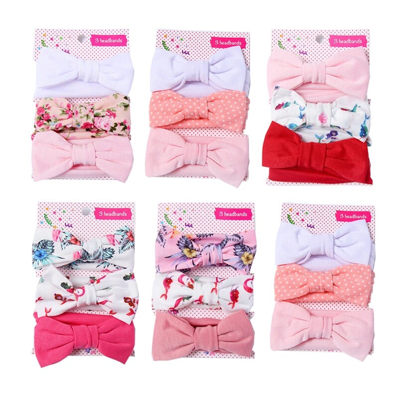 【HOT】 3Pcs/Set Solid Color SoftElastic Baby Headband BowsNewbornHeadbandsAccessoriesHaarband