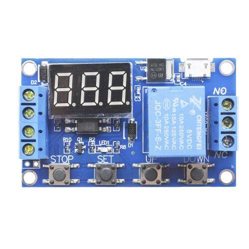 FocusAi Bảng mạch điều chỉnh thời gian led kỹ thuật số kích hoạt chu kỳ hẹn giờ chuyển mạch DC 6-30V-INTL Giao diện MicroType-C