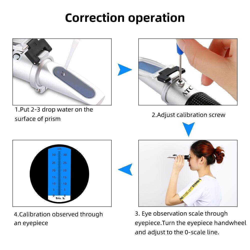 RCYAGO Máy Đo Khúc Xạ ATC 0-32% Khúc Xạ Kế Đo Đột Ngọt Brix Mới Máy Đo Đường Kiểm Tra Hàm Lượng Đường