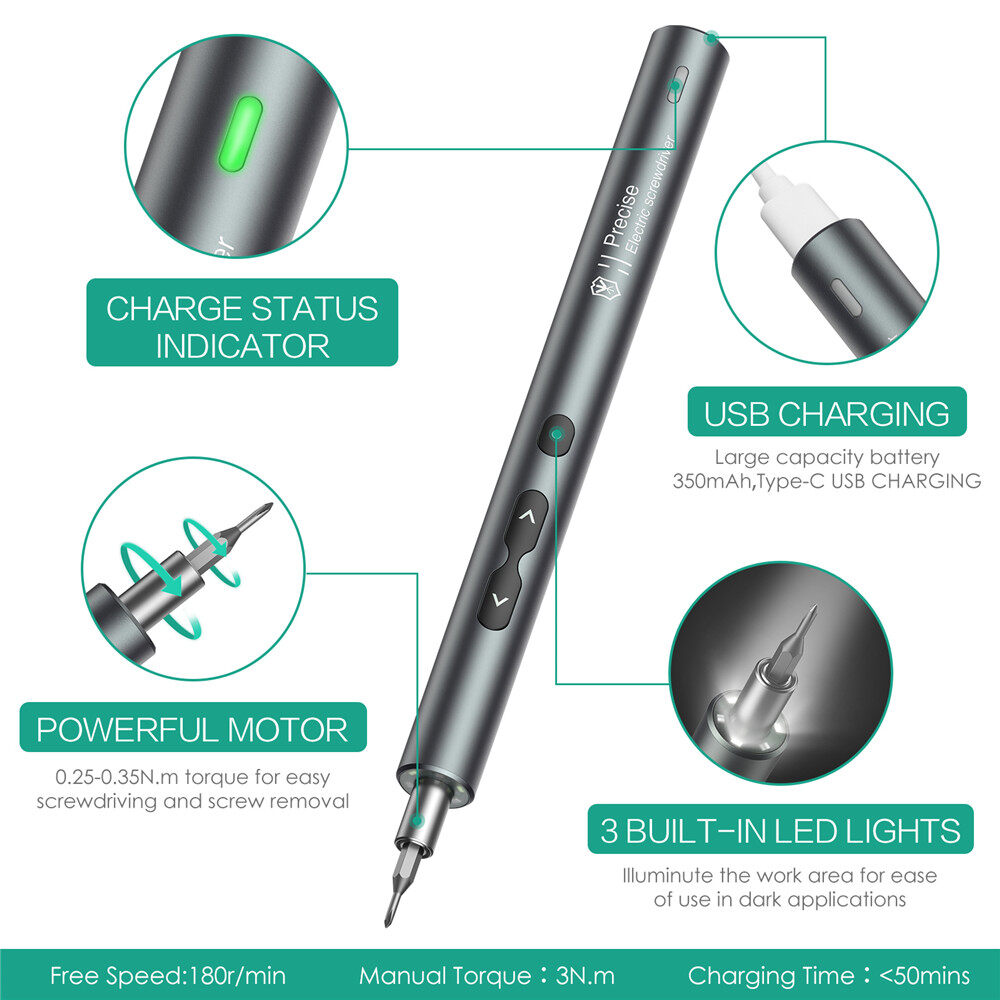 ORIA Electric Screwdriver Set Handle with 3 LED lights Rechargeable Cordless Driver Handle Automatic Compatible With ORIA Other Repair Tools set and Screw Driver Set Precision Bits kit[stock ready]