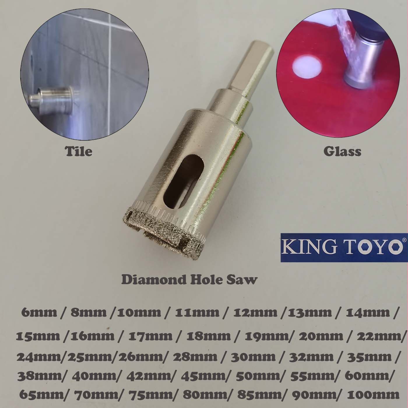 King Toyo Heavy Duty Diamond Hole Saw For Cutting Marble , Tile , Glass
