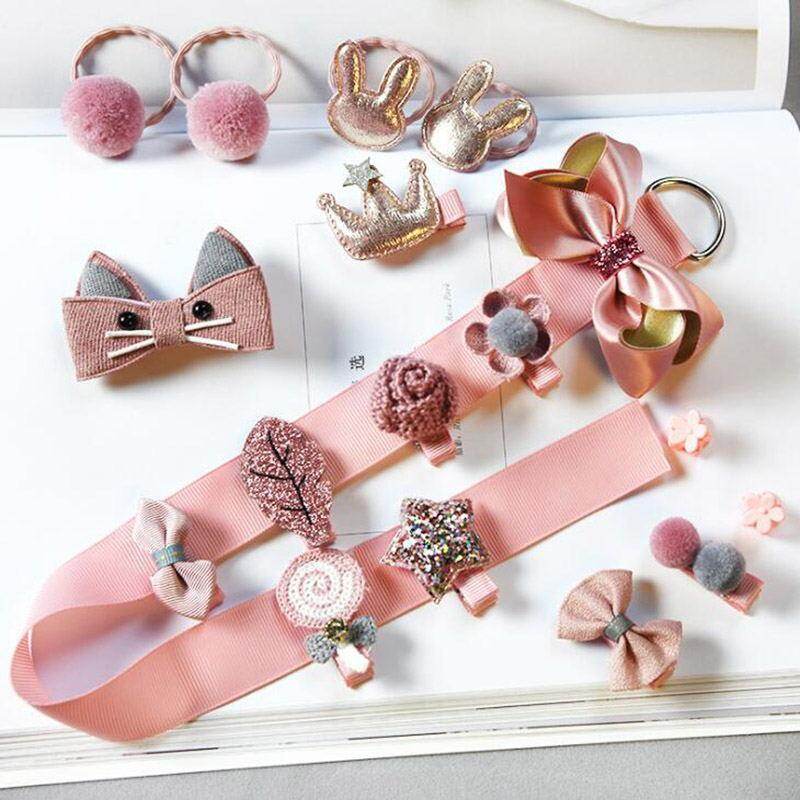 18 Pcs/set Baby Hair Clips Baby Girl Headband Kids Girls Crown Bows Hairclip Hairpins Princess Barrettes