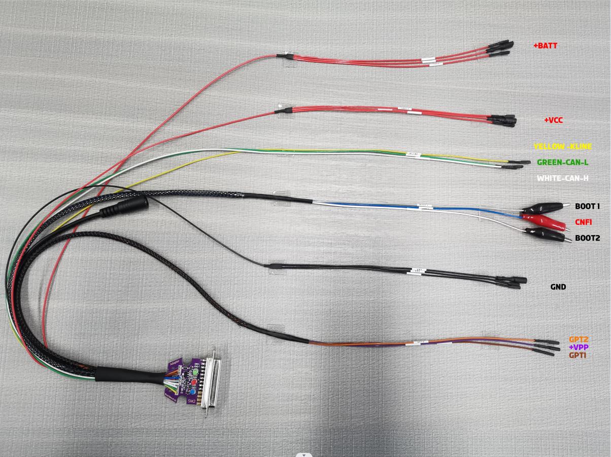 3 LED LIGHTS Boot Bench Cable DB25 ECU Bench Pinout Cable for SM2 PRO J2534 VCI Read and Write ECU BATT VCC KLINE CAN-L CAN-H