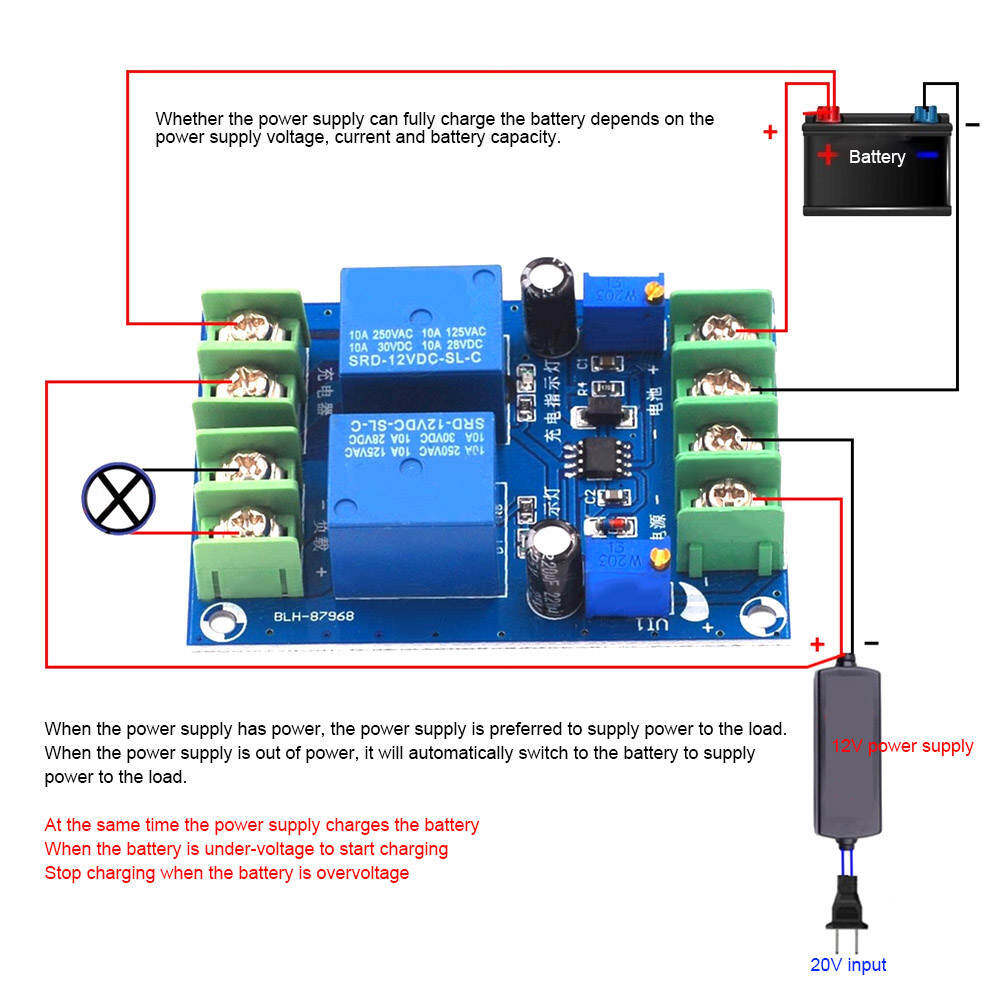 DC 12V 10A Automatic Power Switching Module Emergency Power Supply Charging Controller