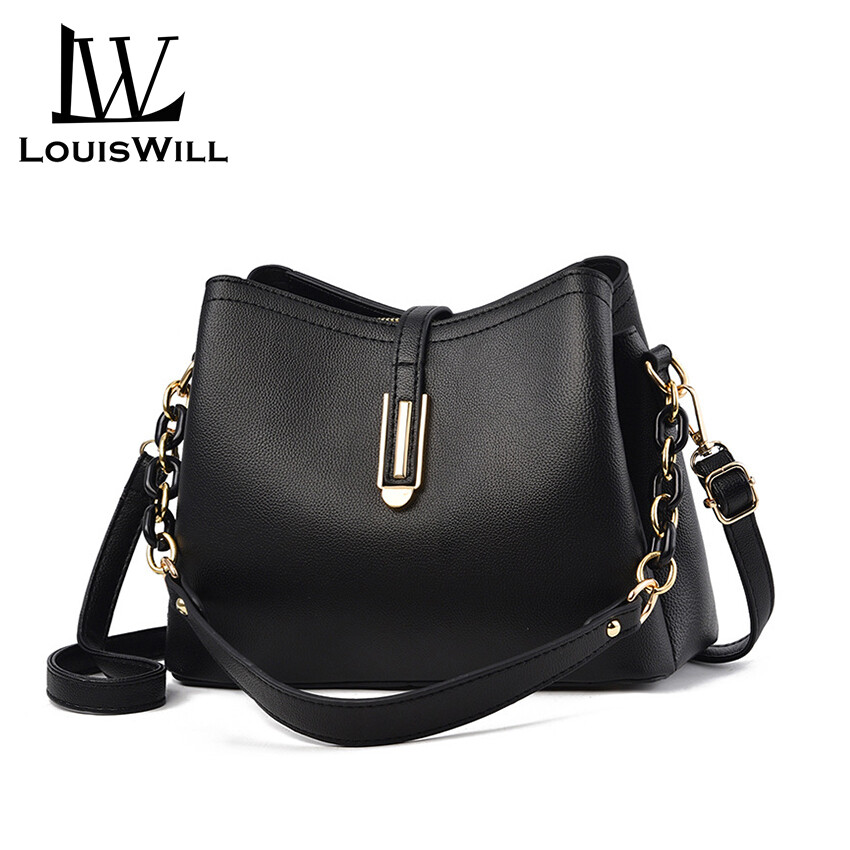 LouisWill Women Bag Soft PU Bucket Bags Prints Shoulder Bags Fashion Handbags Multi-pocket Travel Bags Large Capacity Crossbody Bag Casual Messenger Bags Buckle Bag Water Bags Trend Retro Sling Bag For Women Ladies