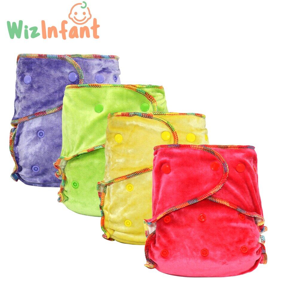 ไม้ไผ่กำมะหยี่ผ้าอ้อมผ้าใส่เป็นมิตรกับสิ่งแวดล้อม Reusable Heavy Wetter AI2เด็ก AIO ผ้าอ้อมซักได้